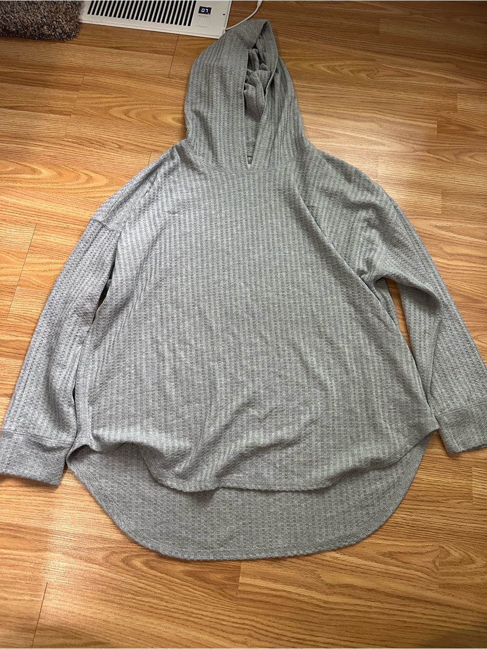 Chaser Light Gray Waffle Knit Hooded Pullover